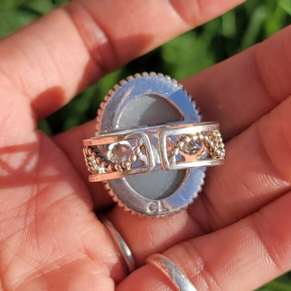 Designer Colleen Lopez purple flashy druzy 925 sterling silver heavy ring adjust - Picture 10 of 16